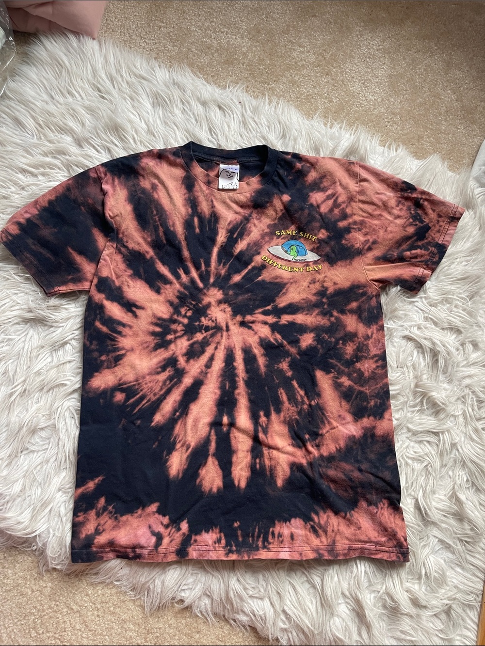 Ripndip Black and Rust Spiral Tie-Dye Short Sleeve Tee